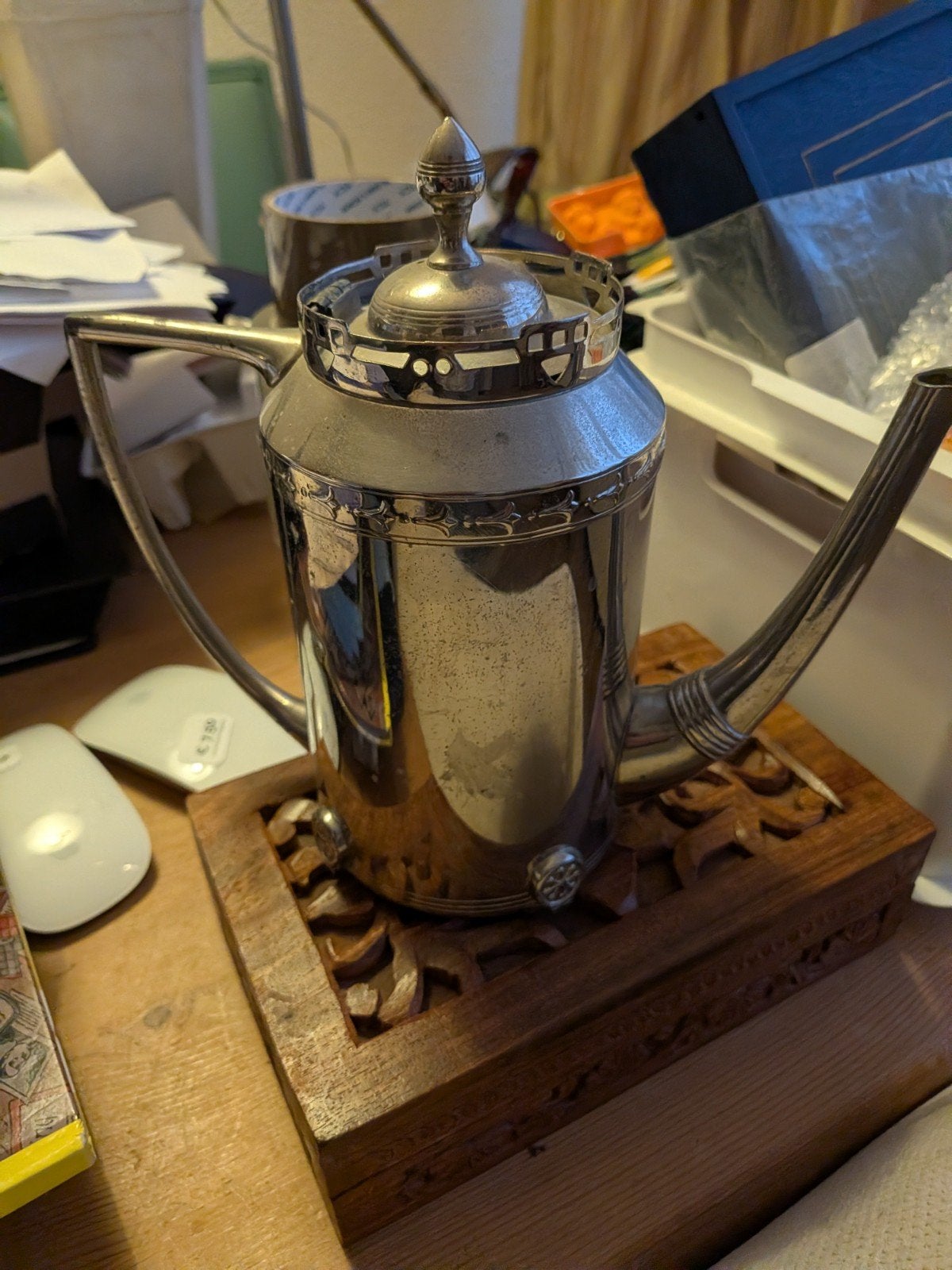 Antieke verzilverde theepot - Made in Holland, Ophalen of Verzenden