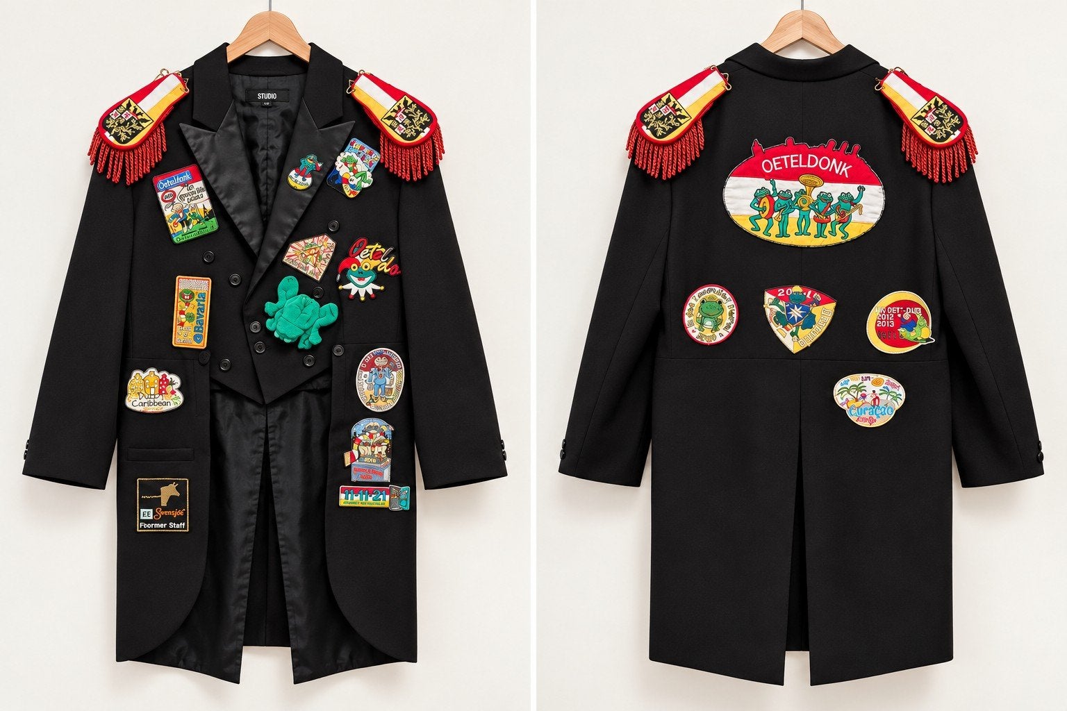 Unieke Oeteldonk carnavalsjas met emblemen . maat 3xl, Ophalen of Verzenden, Gedragen