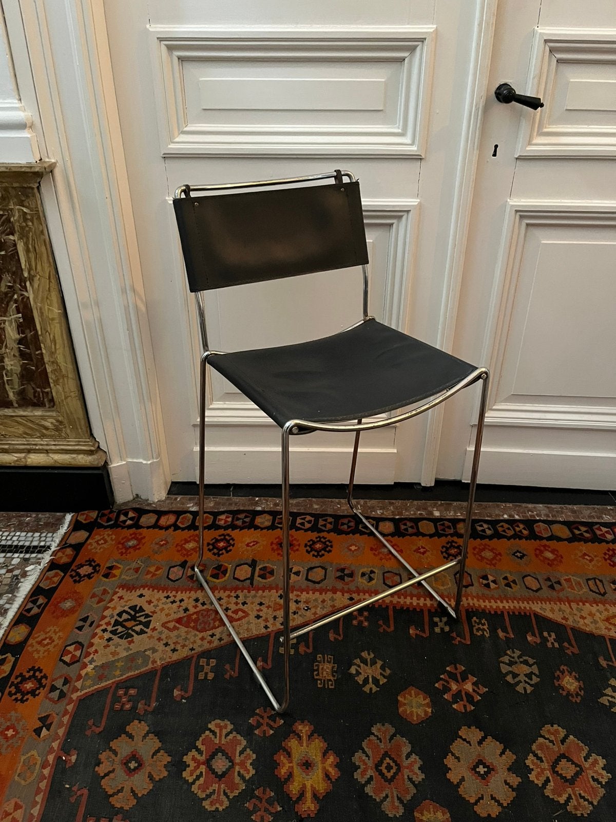 VINTAGE DESIGN BELOTTI KRUK BARKRUK STOEL CHROOM LEER ITALIË, Ophalen