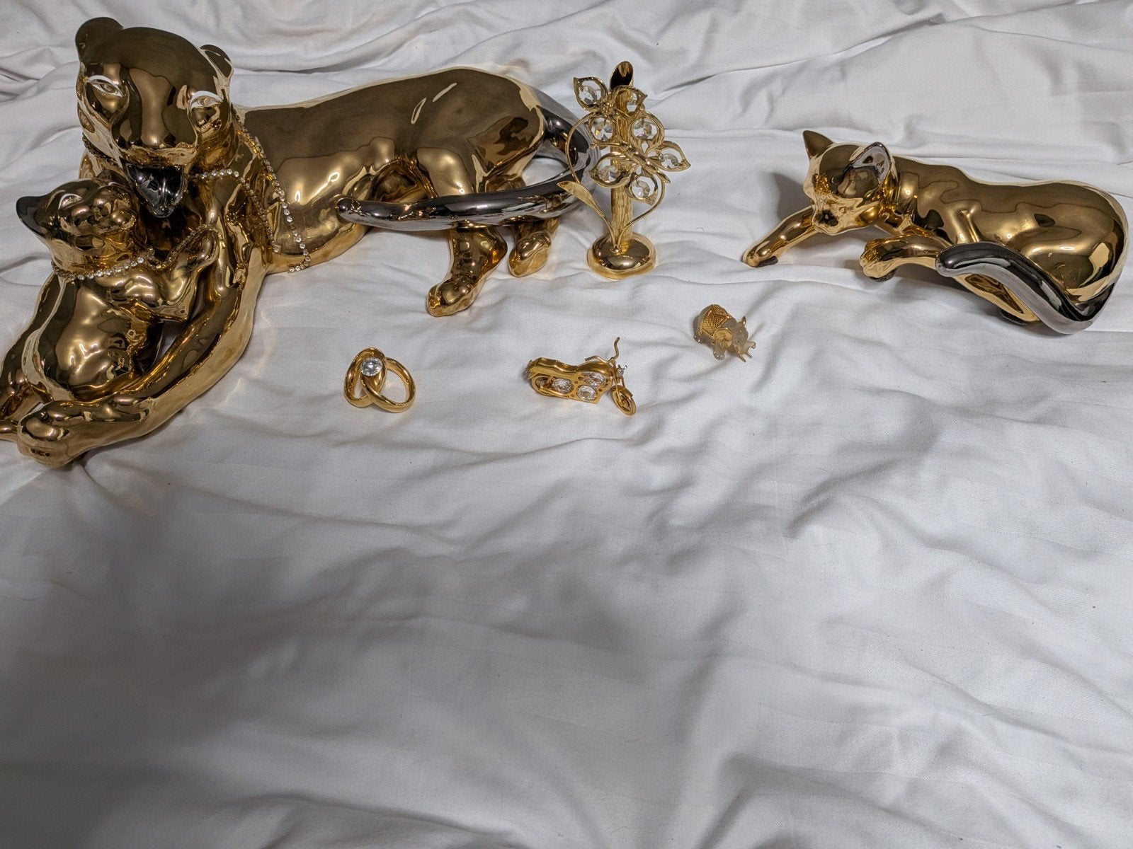 Gouden beeldjes, dienblad en setjes, Ophalen, Gebruikt, Klassiek, Goud
