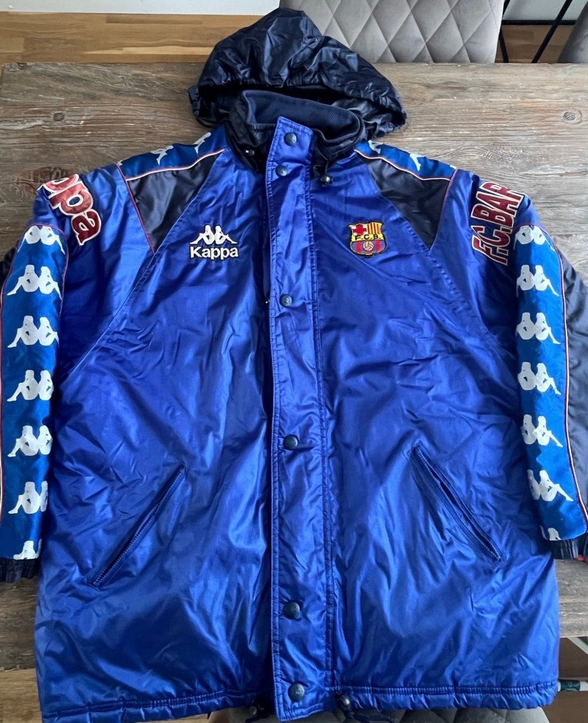 Vintage jaren 90 Kappa FC Barcelona Winterjas - Maat L, Kleding | Heren, Maat 52/54 (L), Blauw, Ophalen of Verzenden, Voetbal