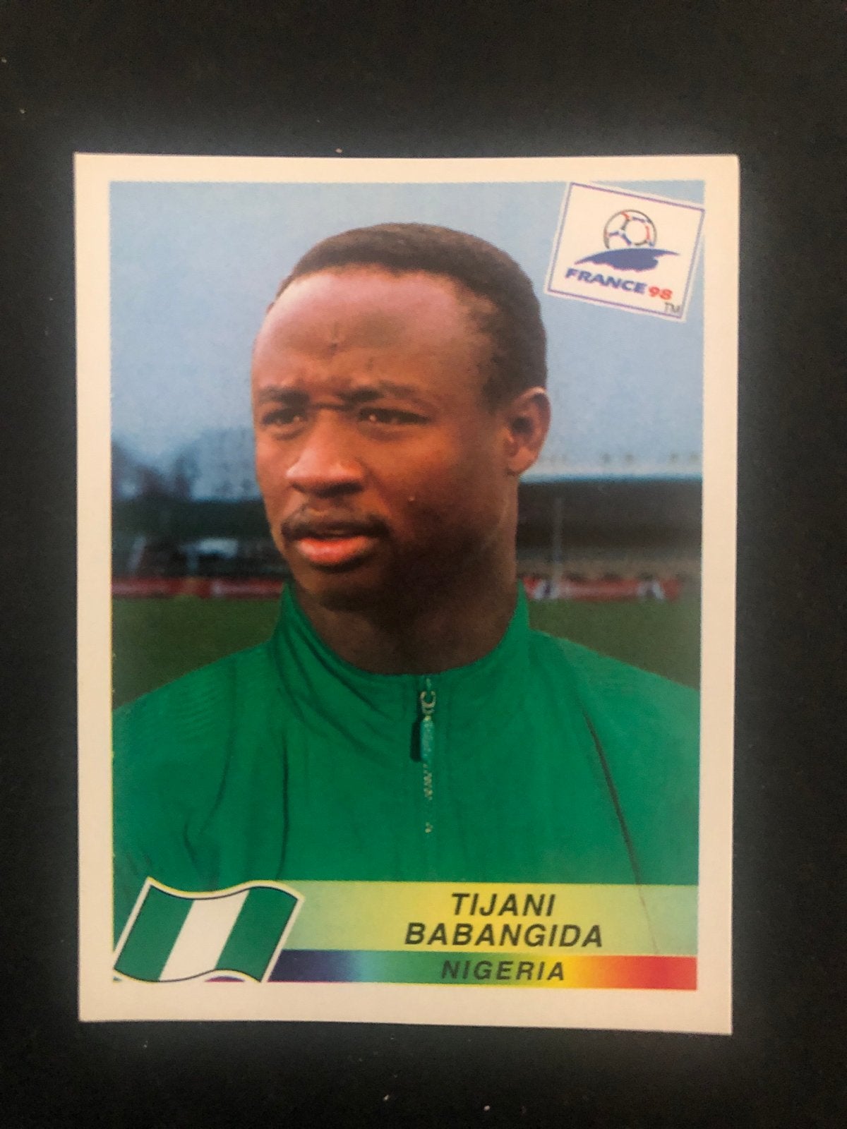 Panini France 98 Sticker Tijani Babangida Nigeria, Ophalen of Verzenden, Zo goed als nieuw, Sport