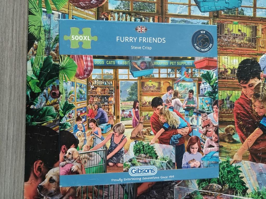 Gibsons puzzel 500 XL stukjes Furry Friends, Ophalen of Verzenden, 500 t/m 1500 stukjes, Zo goed als nieuw, Legpuzzel