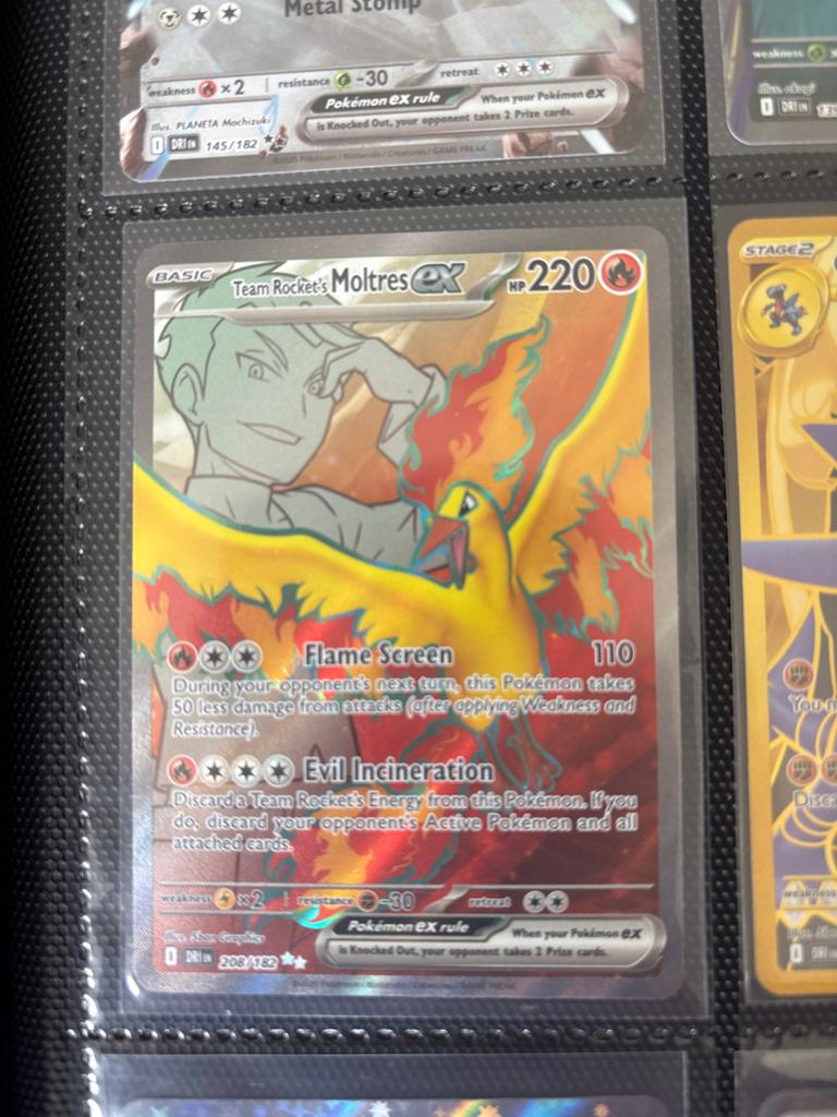 Team Rocket's Moltres ex 208/182 - Pokémon Kaart, Ophalen of Verzenden, Zo goed als nieuw, Losse kaart