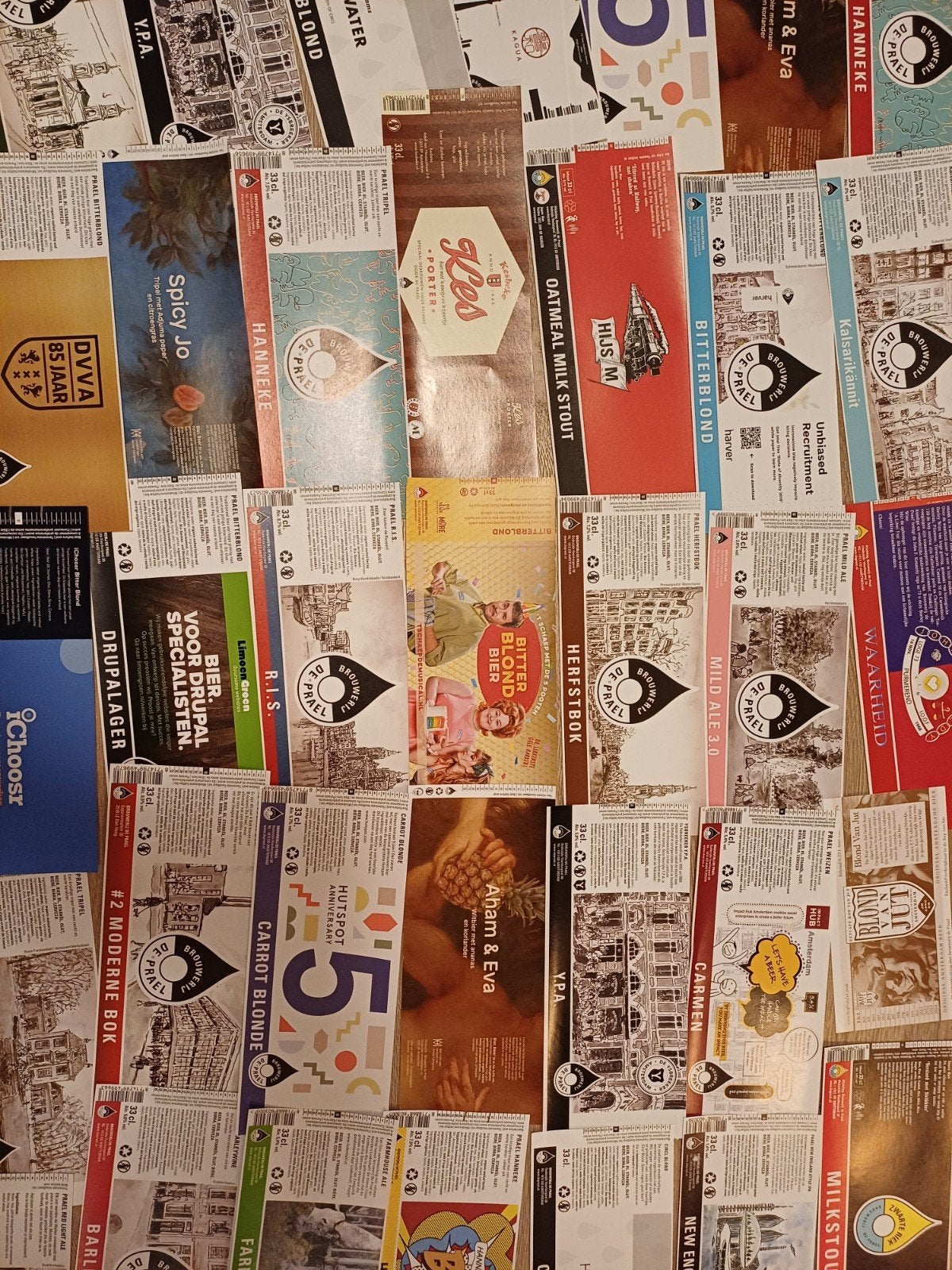 75+ nieuwe zeldzame bieretiketten van brouwerij de prael, Ophalen of Verzenden, Nieuw, Overige merken
