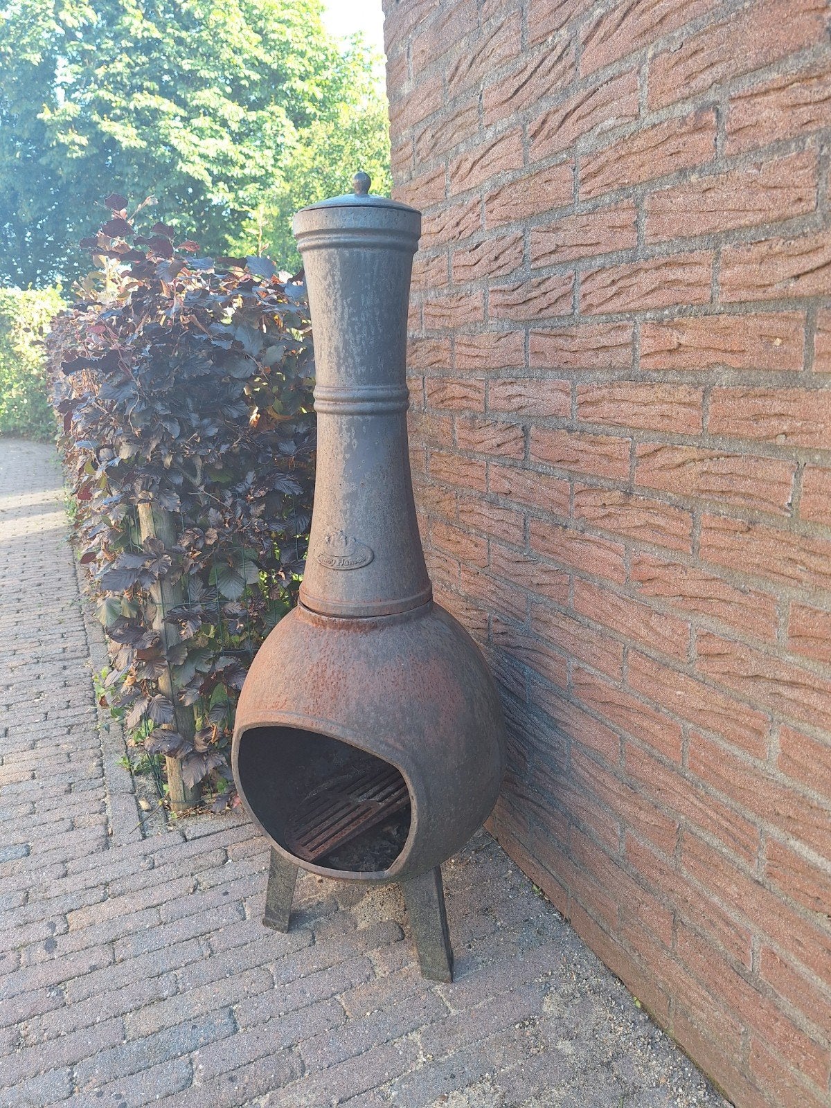 Rustieke gietijzeren terrashaard / vuurkorf, Ophalen, Gebruikt, Vuurkorf