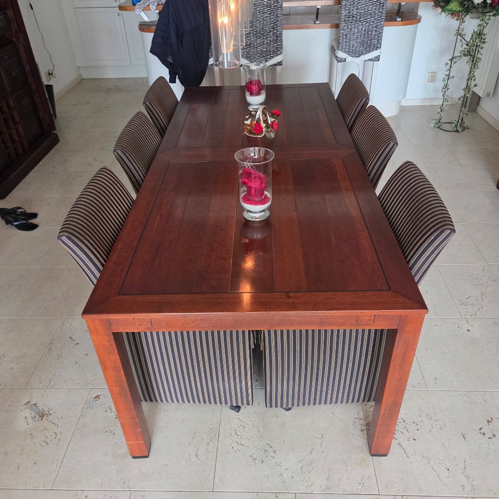 Eettafel Kersenhout met 6 stoelen, Huis en Inrichting, Tafels | Eettafels, Ophalen, Robuust Klassiek Kersenhout, 200 cm of meer
