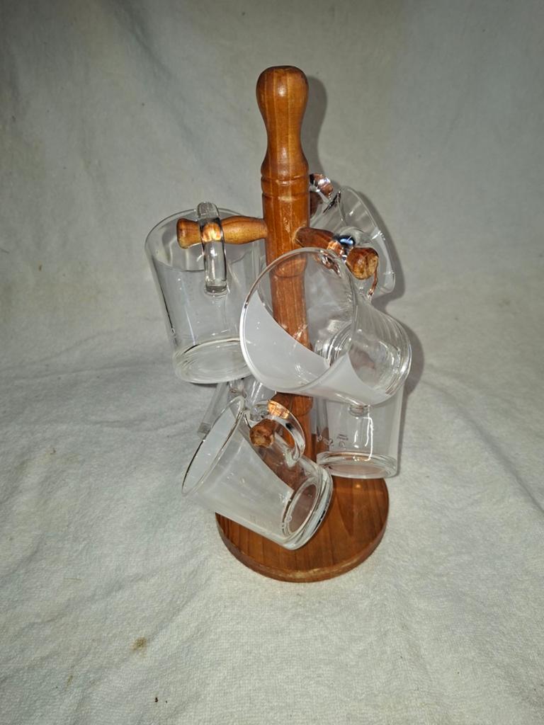 Originele Senseo kopjes 6 stuks met houten houder, Ophalen of Verzenden, Overige merken, Glas, Overige typen