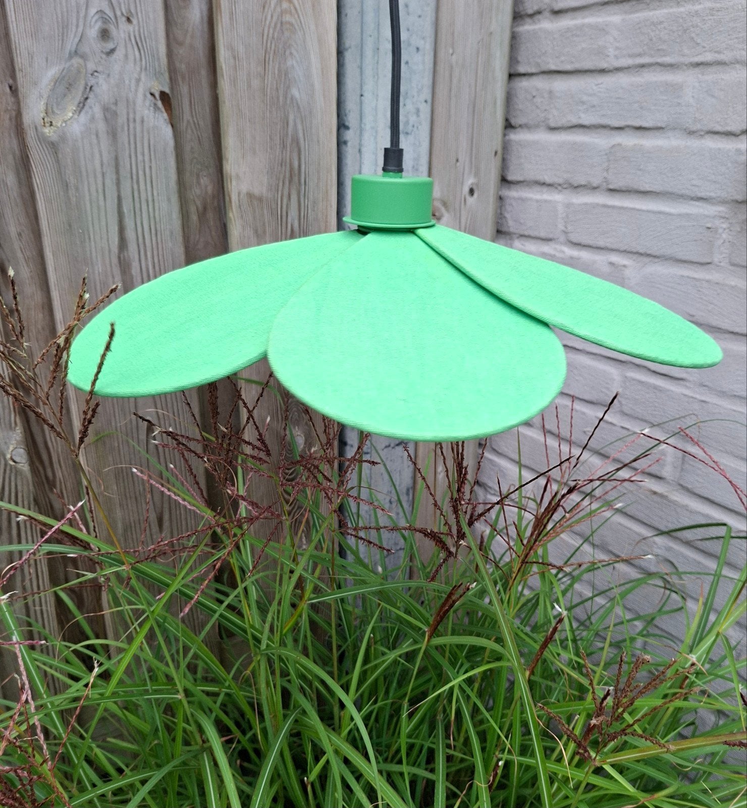 Hanglamp groen linnen D30 Lamp stof bloemvorm modern Nieuw, Metaal, Nieuw, Modern, E27 (groot)