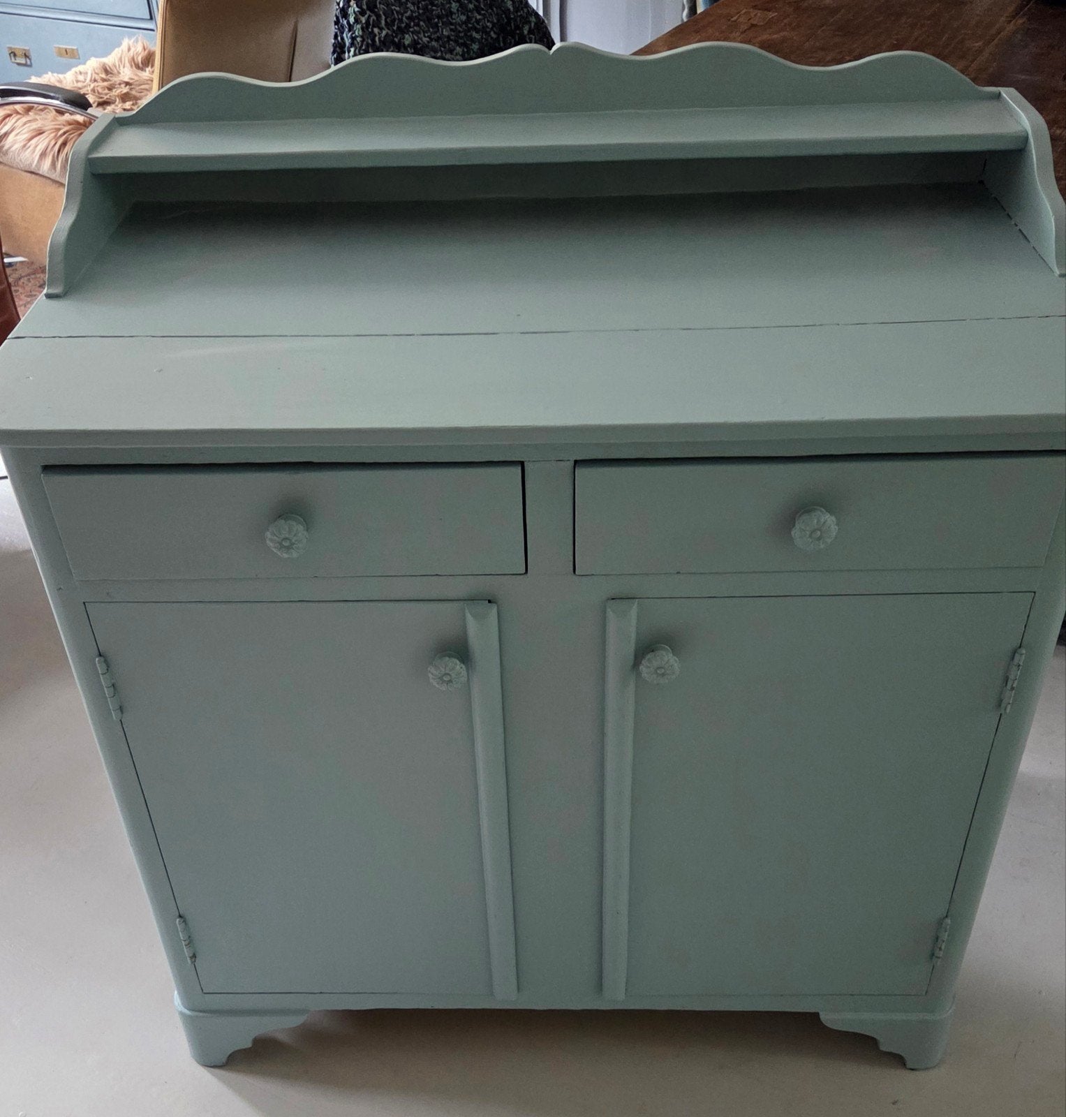 Brocante oude houten kast, dressoir of commode zacht blauw, Ophalen
