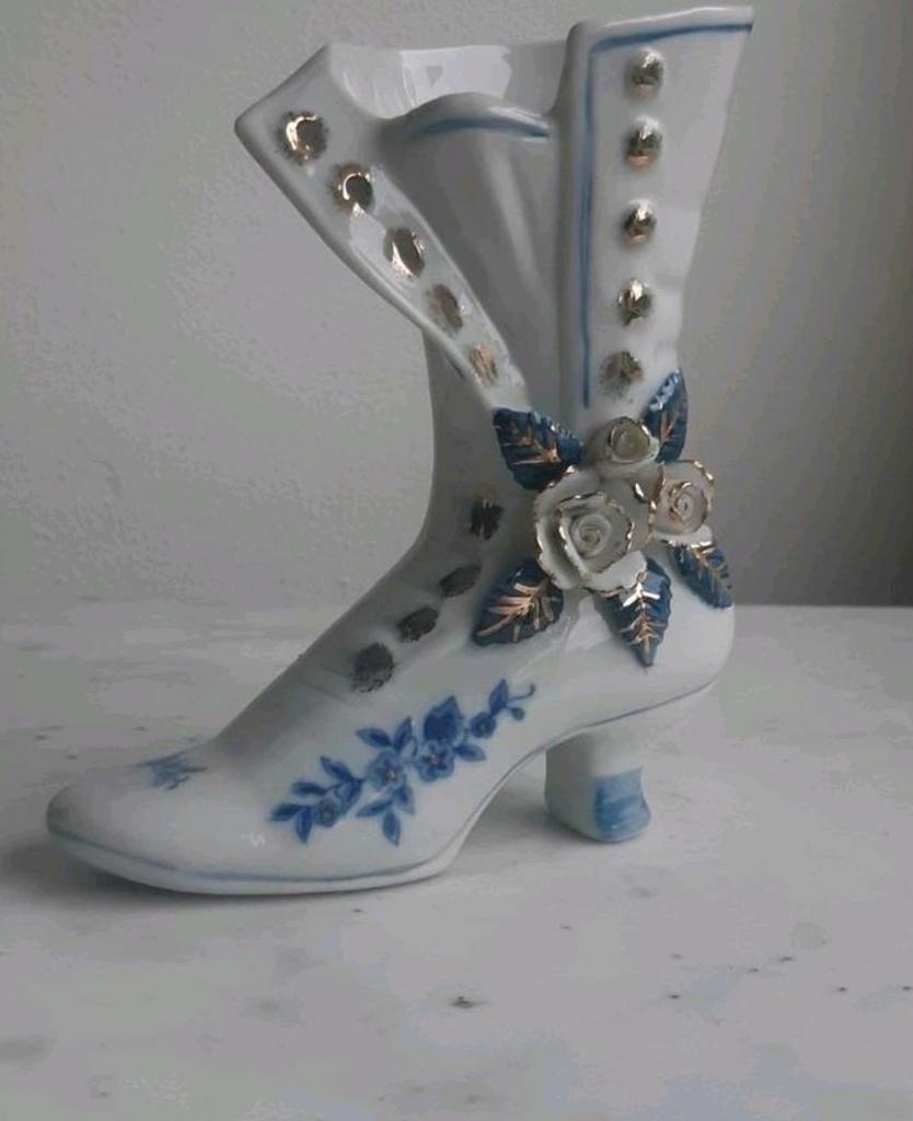 Porseleinen Delfts blauwe laars/schoen vaasje, Antiek en Kunst, Ophalen of Verzenden