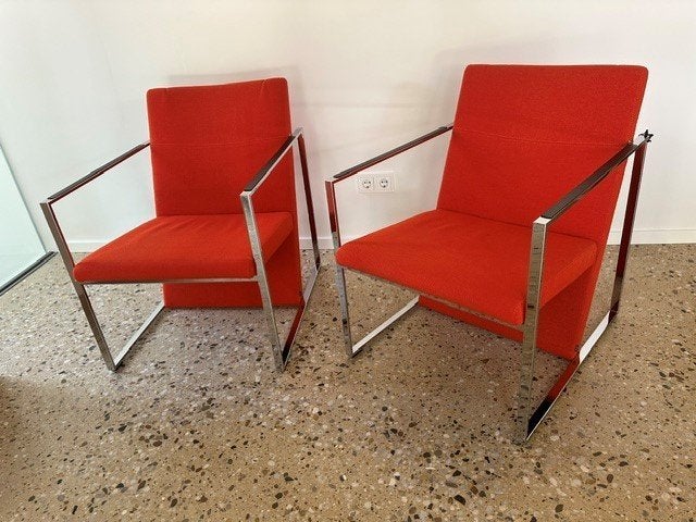 2 oranje stoeltjes Spine van Arco, Huis en Inrichting, Fauteuils, Ophalen, Gebruikt, 75 tot 100 cm, Stof