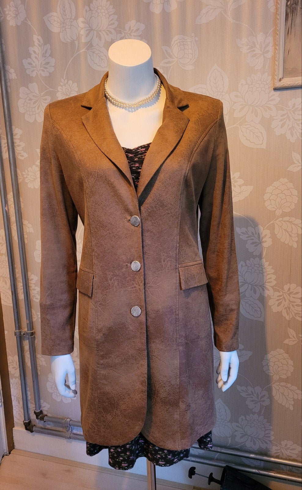 Helena Hart suède look lange blazer, Kleding | Dames, Maat 38/40 (M), Bruin, Zo goed als nieuw, Jasje