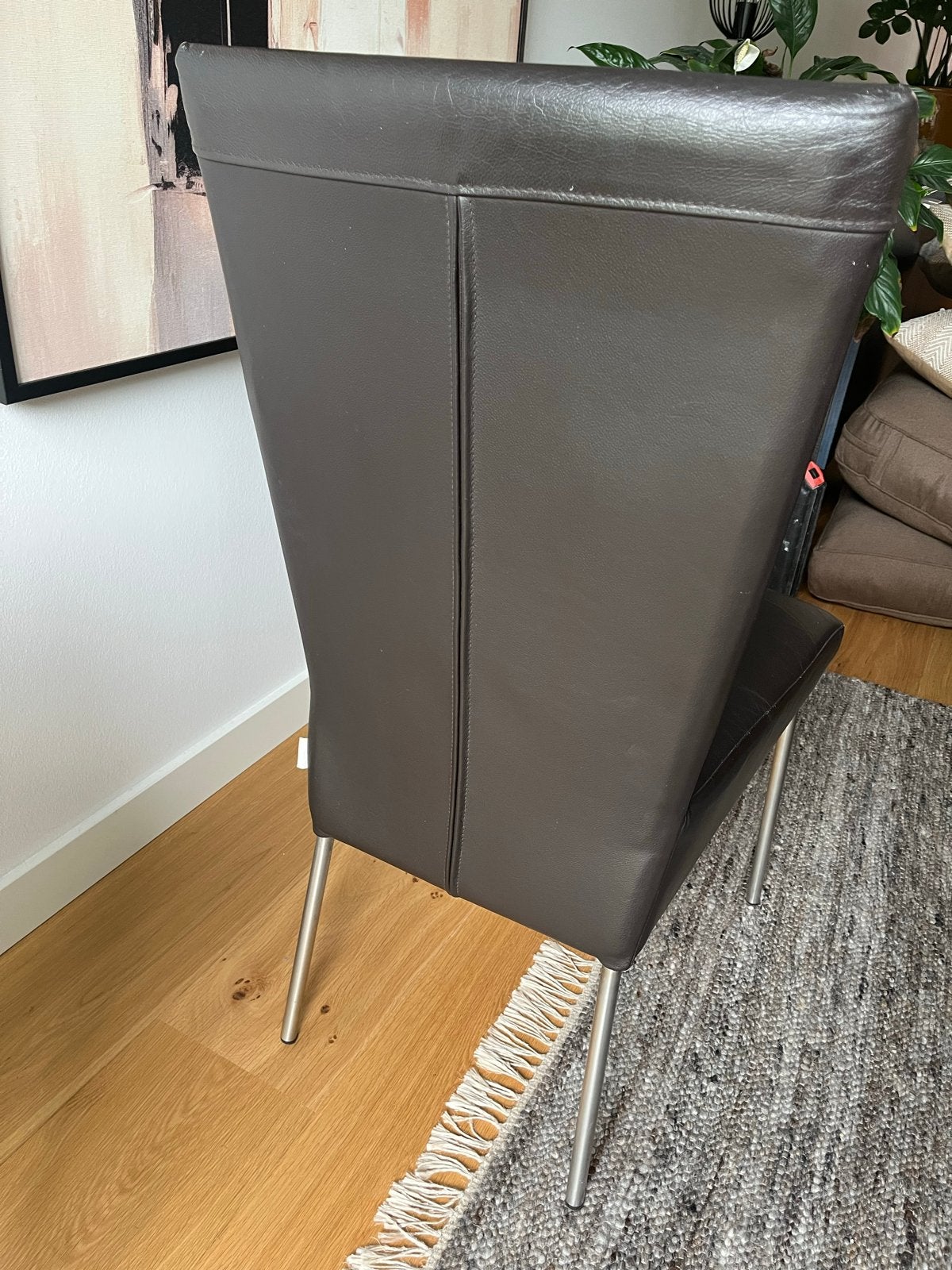 Leren eetkamerstoelen 6 stuks, Huis en Inrichting, Stoelen, Ophalen, Gebruikt, Bruin, Leer