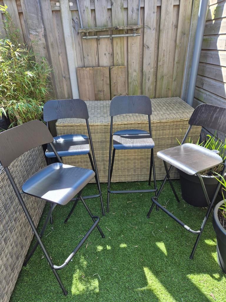 IKEA Franklin barkrukken, 4 stuks, zwart, Ophalen, Gebruikt, Met voetsteun, 60 tot 90 cm