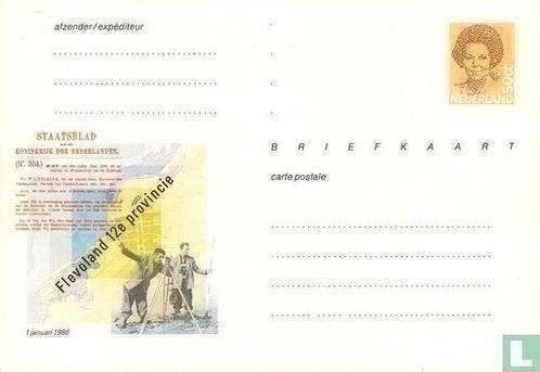 Briefkaart Flevoland 12e provincie 1986, Postzegels en Munten, Ophalen of Verzenden, Briefkaart