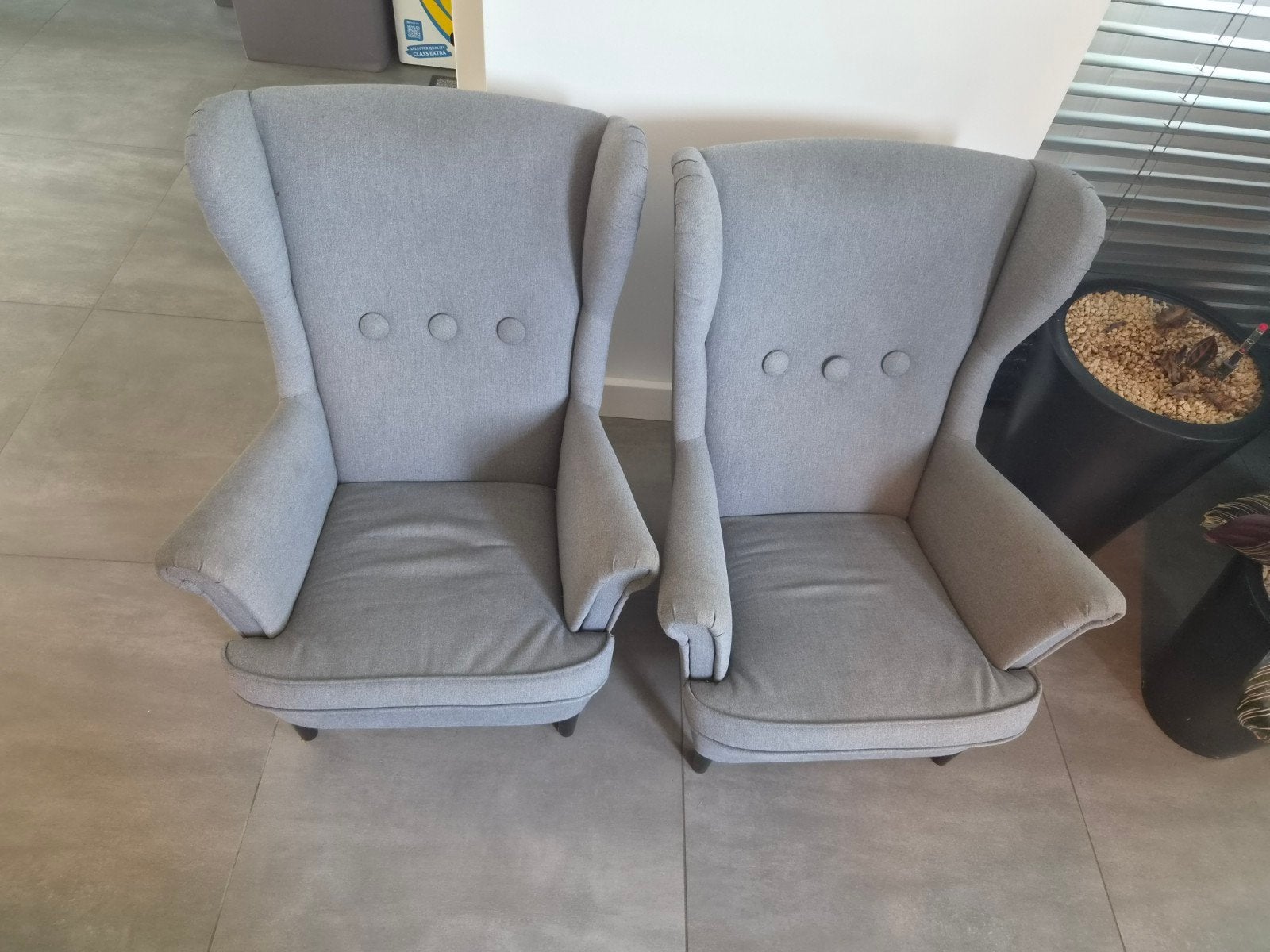 Ikea Strandmon Kinderfauteuil - Grijs (56x62x71 cm), Ophalen, Minder dan 75 cm, Zo goed als nieuw, Stof
