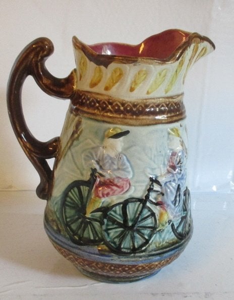 antieke kruik Faiencerie Waesmuel met oude fietsen, Antiek en Kunst, Verzenden
