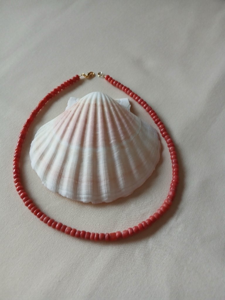 Bloedkoralen halssieraad, 43.5 cm, Sieraden, Tassen en Uiterlijk, Kettingen, Verzenden, Gebruikt, Oranje, Steen of Mineraal