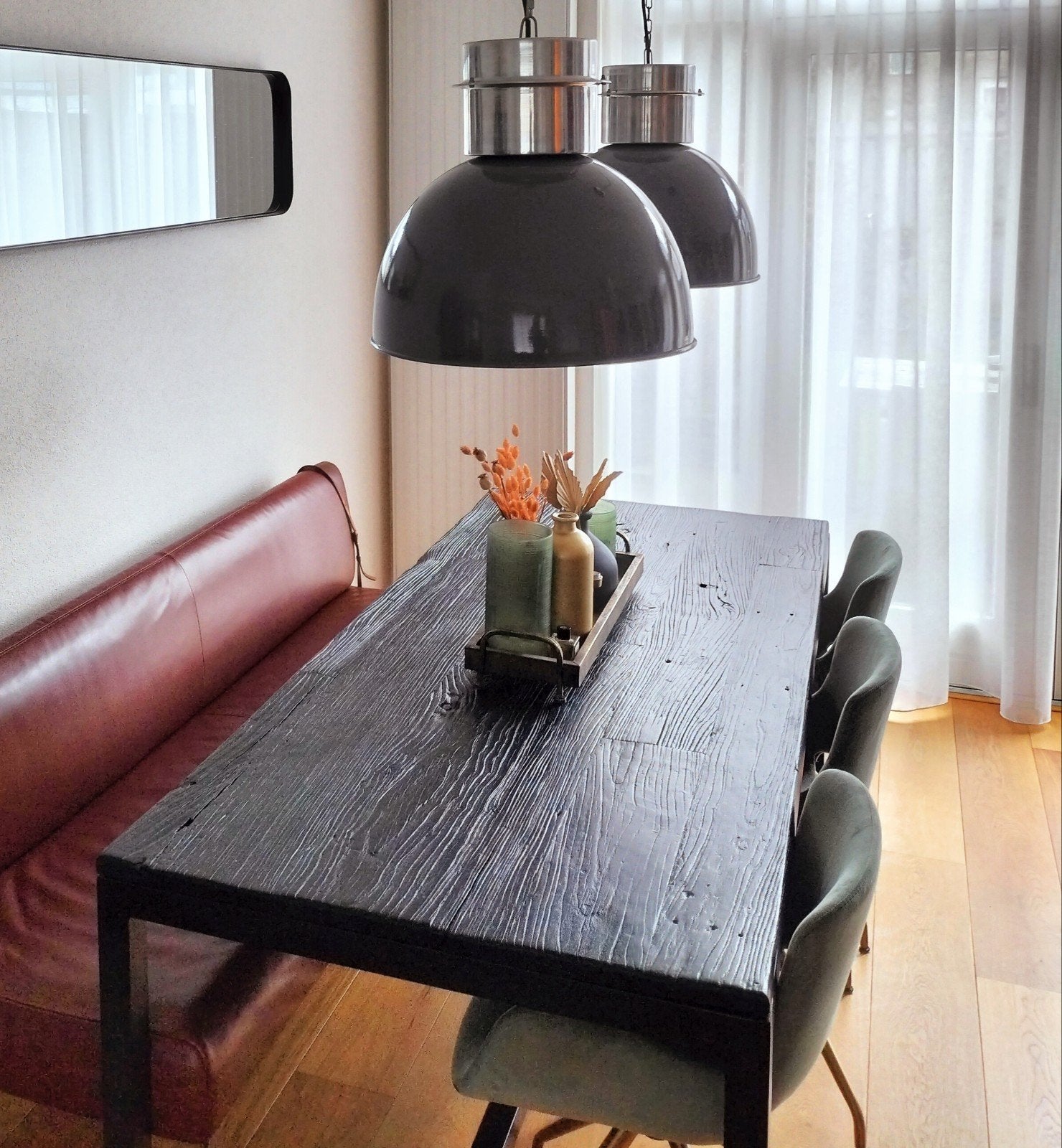 Industriële eettafel 200 x 90 cm, Gebruikt, 200 cm of meer, Vijf personen of meer, Industrieel