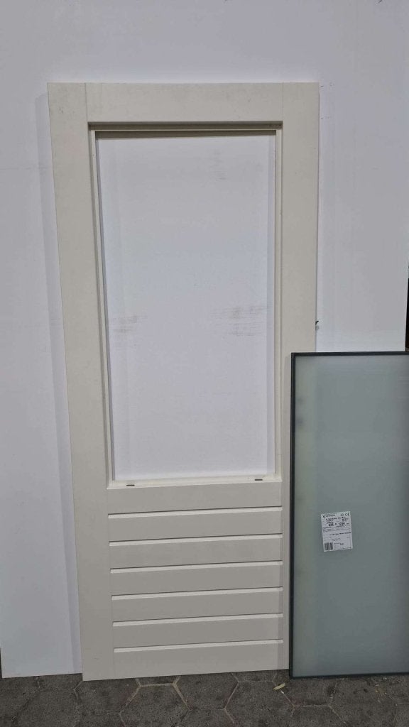 Merbau deur met glas + 3-puntssluiting, 80 tot 100 cm, Niet ingevuld, Nieuw, Buitendeur