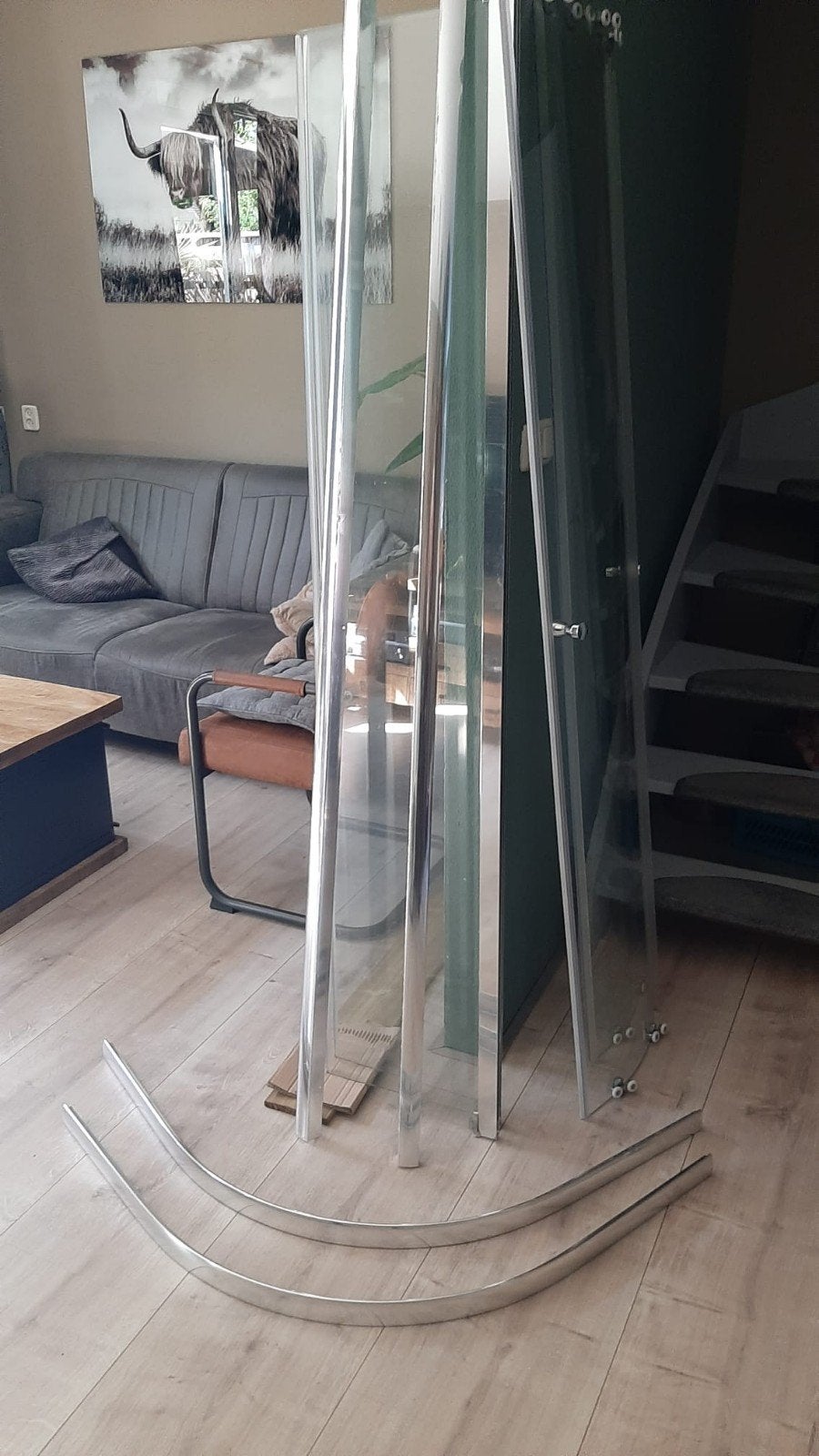 Kwartronde douchecabine 90x90x190 cm,  6mm veiligheidsglas, Ophalen, Gebruikt, Glas, Douche