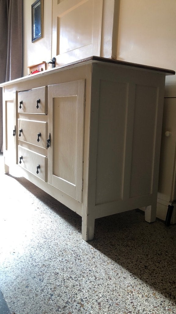 Gratis! Vintage dressoir met houten blad en lades, Antiek en Kunst, Ophalen