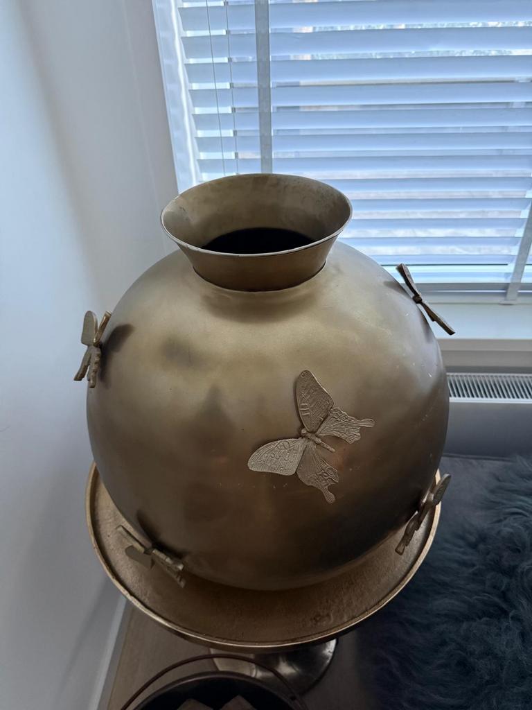 Colmore Vlinder Vaas Goud Decoratieve Blikvanger incl tafel, Ophalen, Overige materialen, Overige kleuren, Zo goed als nieuw