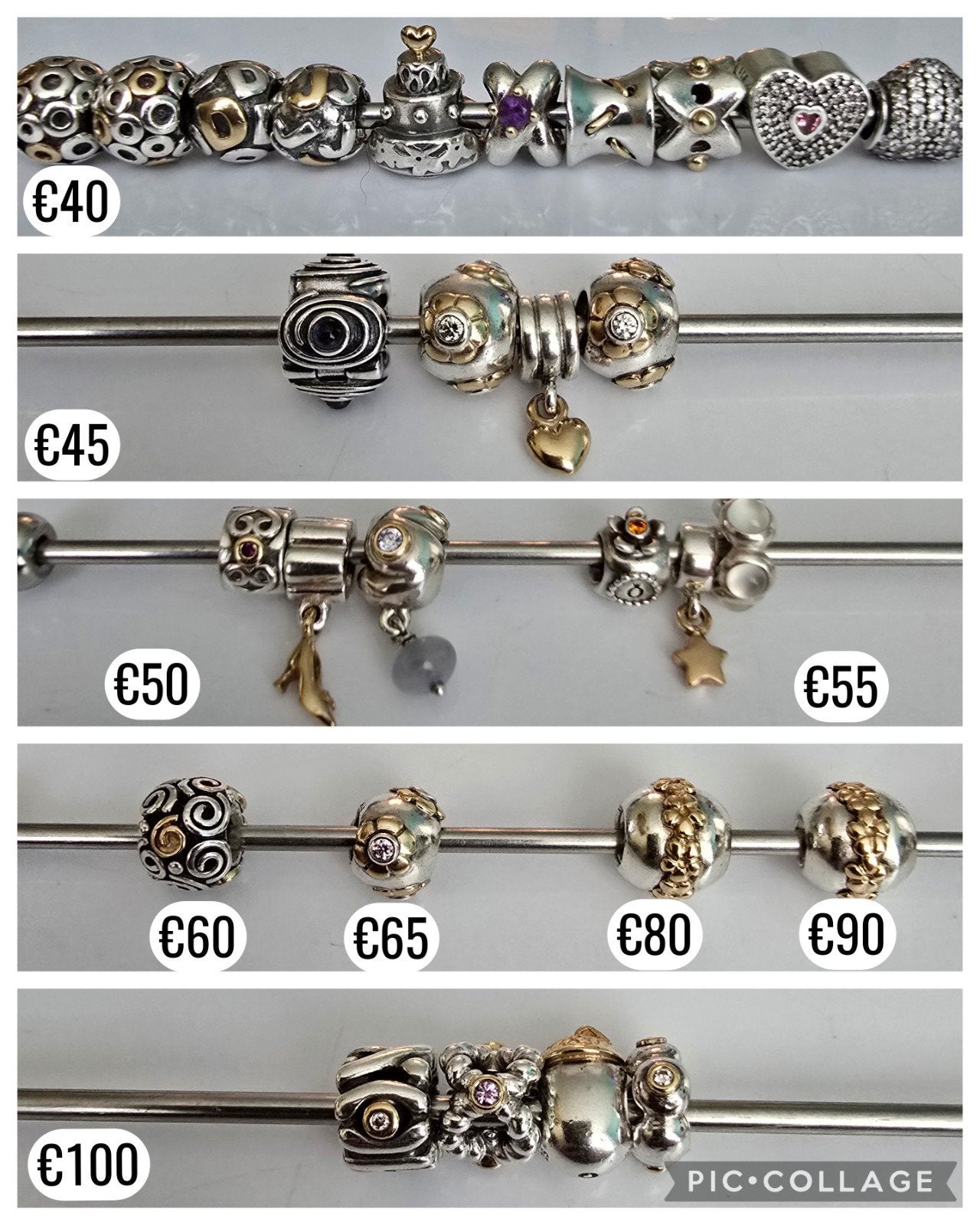 Schitterende luxe Pandora bedels met goud en edelstenen, Sieraden, Tassen en Uiterlijk, Bedels, Zo goed als nieuw, Pandora, Zilver