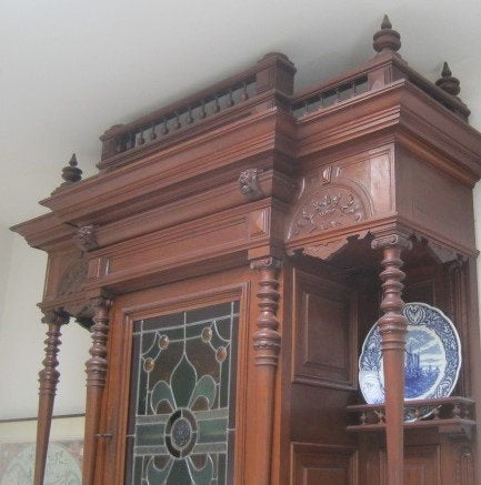 Engelse Antieke buffetkast vitrinekast Art Nouveau 1880-1890, Antiek en Kunst, Ophalen