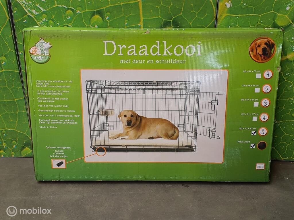 Draadkooi met deur en schuifdeur, afm. ca. 123x77x83 cm, Dieren en Toebehoren, Nieuw