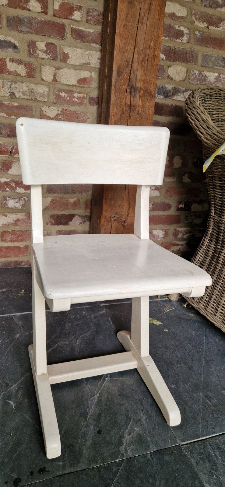 brocante oud schoolbureautje met stoeltje, Ophalen, Gebruikt, Tafel(s) en Stoel(en)