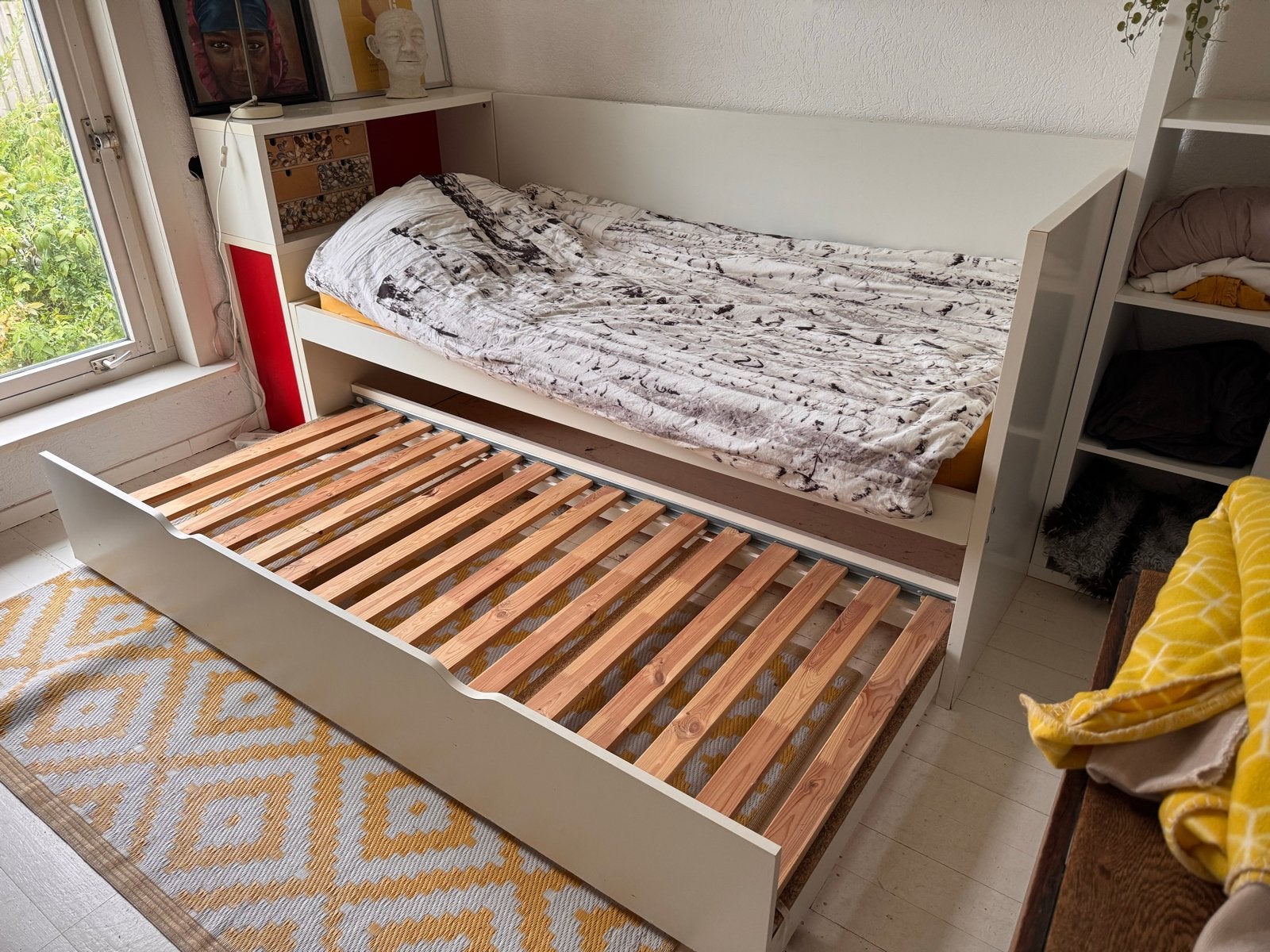 Gratis IKEA bed met logeerbed en opberglade, Ophalen, Gebruikt, 90 cm, Eenpersoons