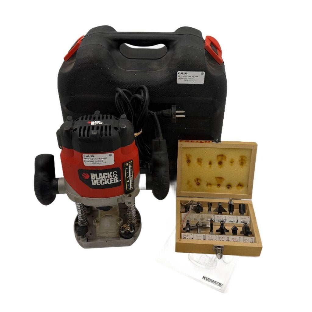 Black en Decker KW850E Bovenfrees | In kist |, Doe-het-zelf en Verbouw, Gereedschap | Freesmachines, Gebruikt, Dordrecht@usedproducts.nl