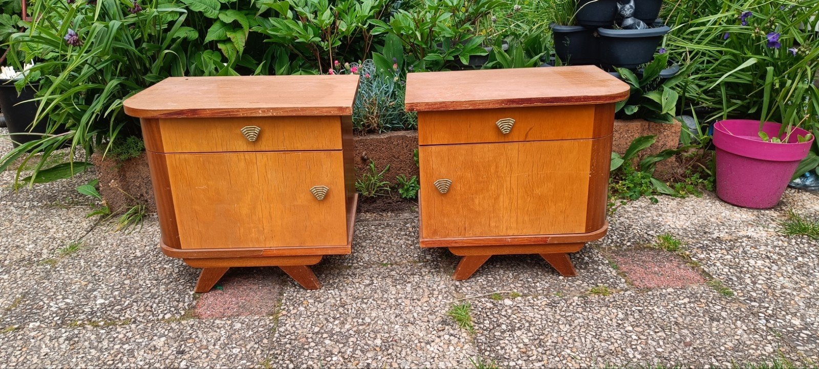 2 nachtkastjes jaren 50 art deco inspired, Ophalen, Gebruikt, 45 tot 65 cm, Minder dan 55 cm