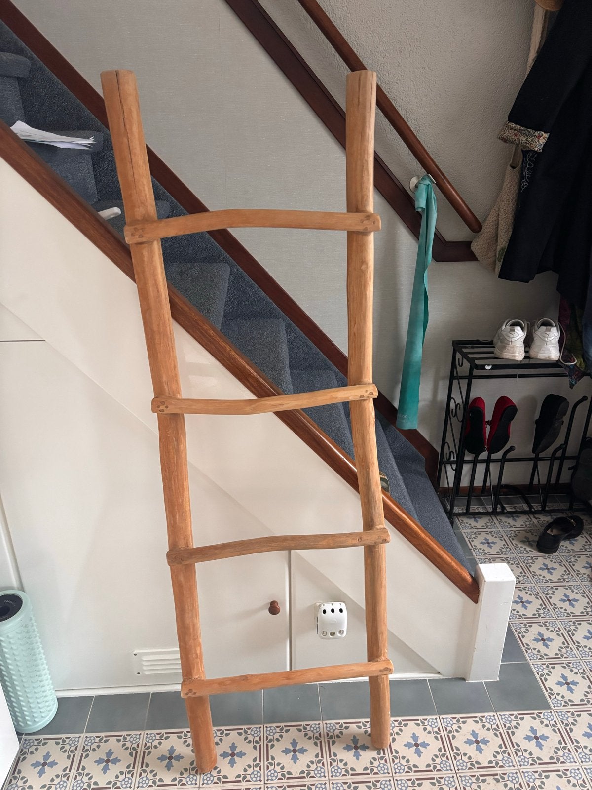 Houten decoratieve ladder voor handdoeken of kleding, Huis en Inrichting, Hout, Gebruikt, Ophalen of Verzenden, Landelijk