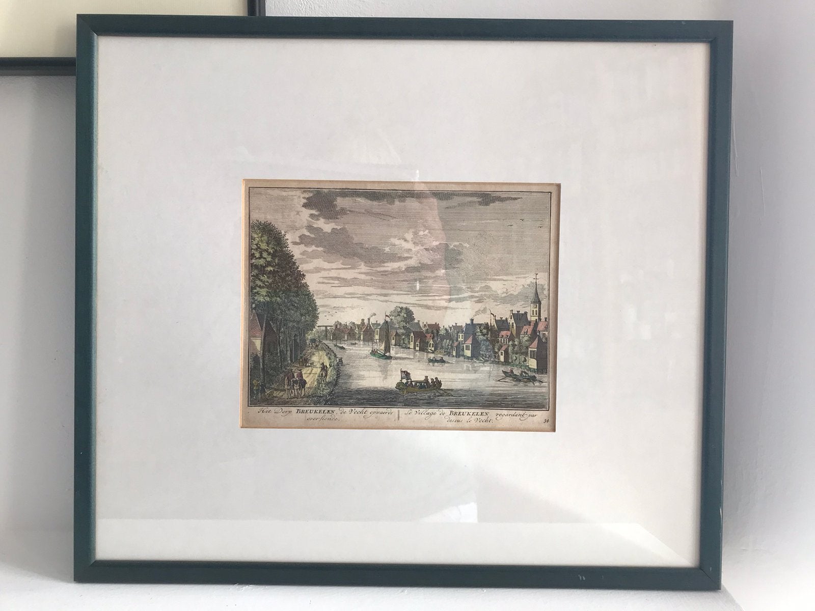 Kopergravure Breukelen, de Vecht 1719 / Daniel Stoopendaal, Antiek en Kunst, Kunst | Etsen en Gravures, Handgekleurd, Ophalen of Verzenden