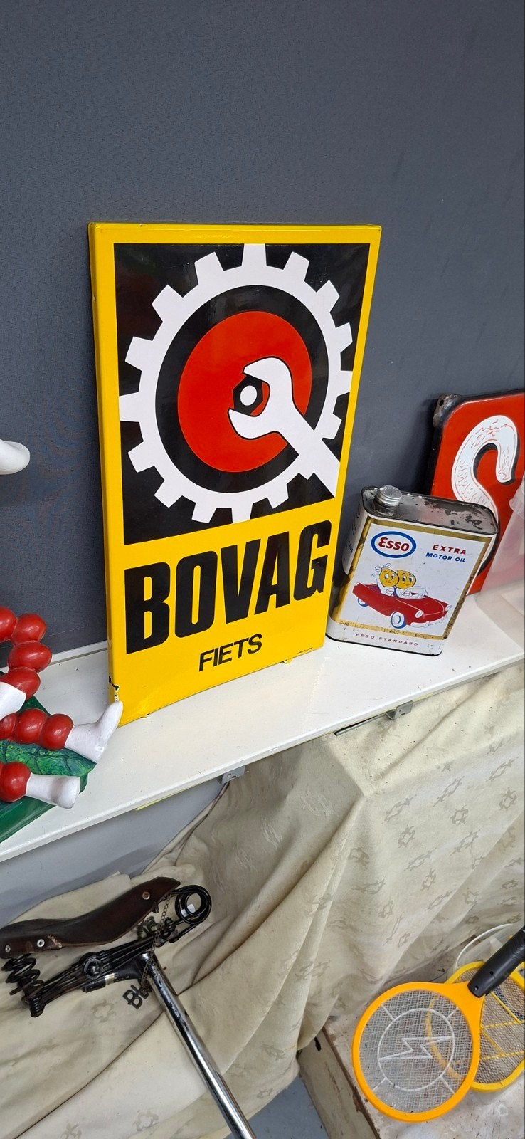 Bovag Fiets bord Emaille Langcat bussem, Verzamelen, Ophalen of Verzenden, Zo goed als nieuw, Reclamebord
