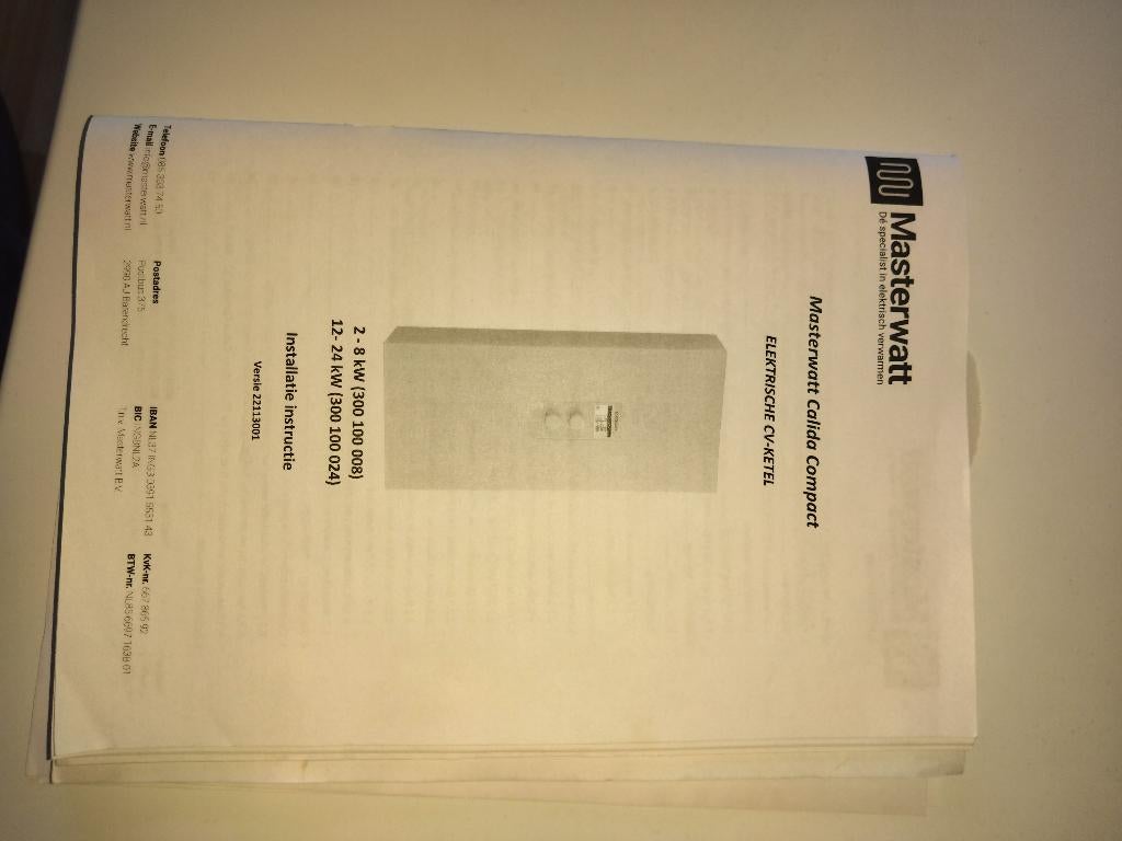 electrische CV Masterwatt 2 tot 8 Kw, Ophalen, 30 tot 80 cm, Hoog rendement (Hr), Cv-ketel of Combi-ketel