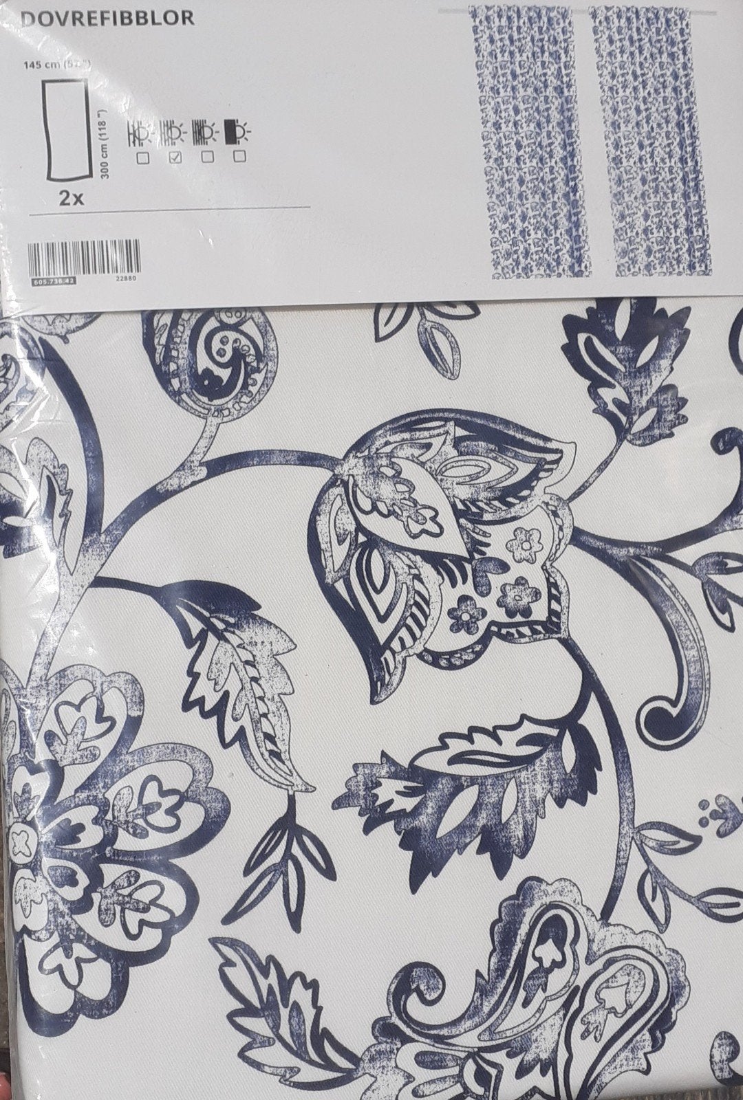 Ikea gordijnen dovrefibblor wit met blauwe bloemen, Huis en Inrichting, Stoffering | Gordijnen en Lamellen, Ophalen of Verzenden