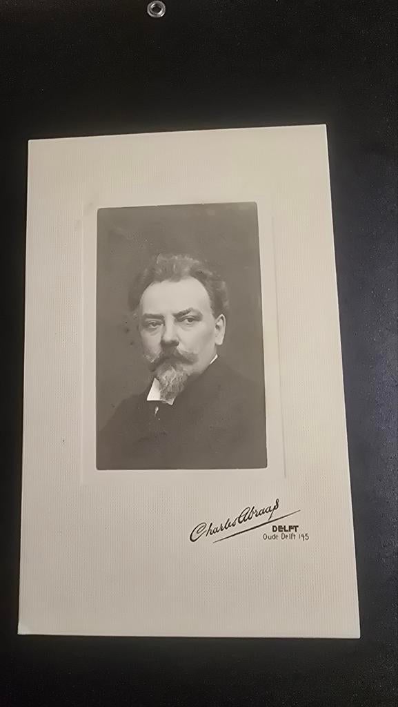 Antieke foto van man met baard, Charles Abraas Delft, Ophalen of Verzenden