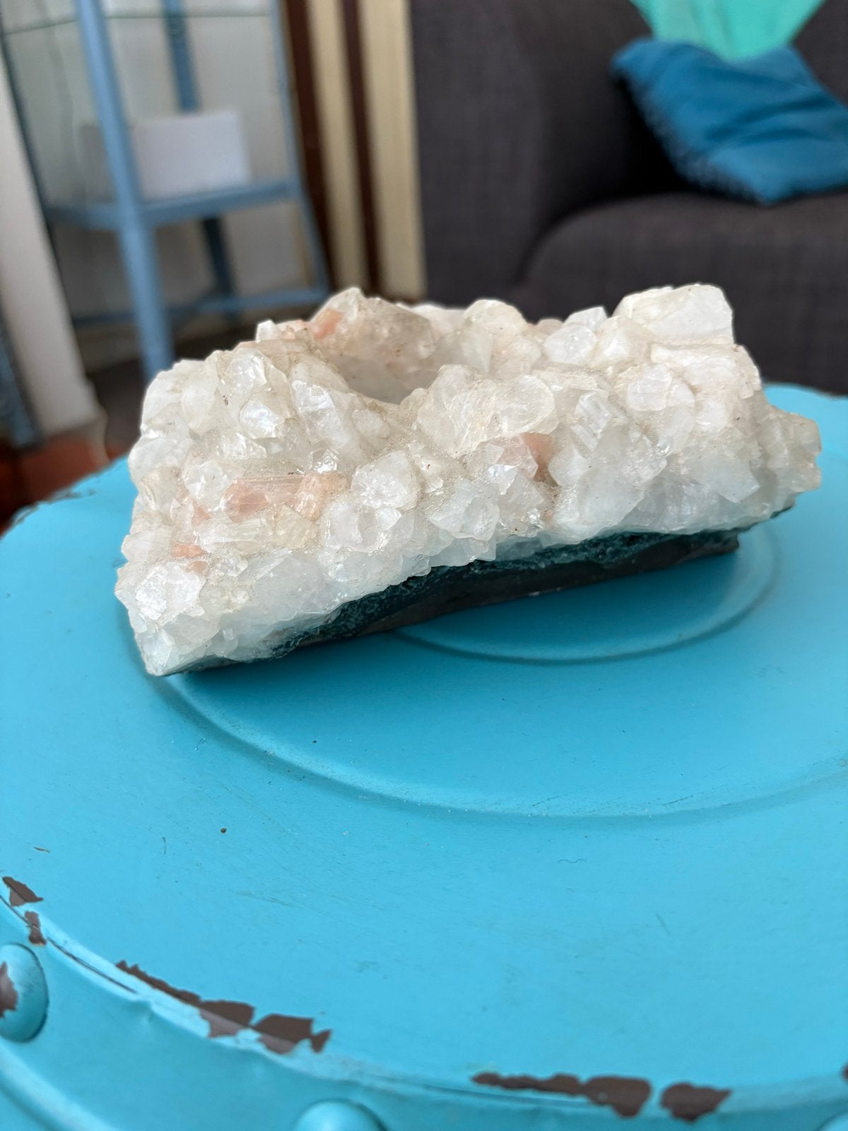 Unieke Apofylliet, Stilbiet & Celadoniet Waxinelichthouder, Meerkleurig, Overige merken, Natuurlijk materiaal, Waxinelichthouder