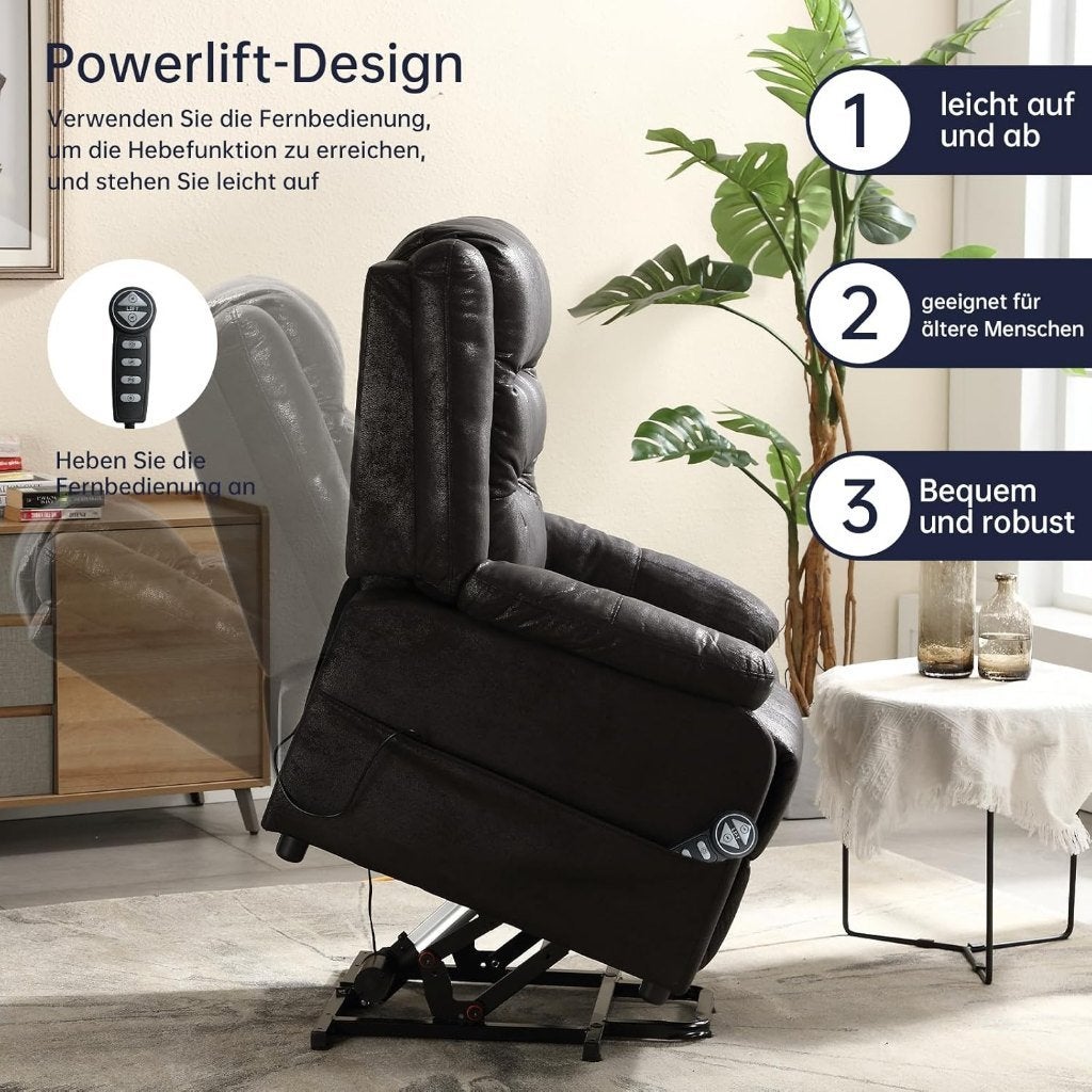 Elektrische Massage Sta-Op-Stoel. Relaxstoel Met Lift Zwart., Ophalen of Verzenden, Nieuw, 75 tot 100 cm, 50 tot 75 cm