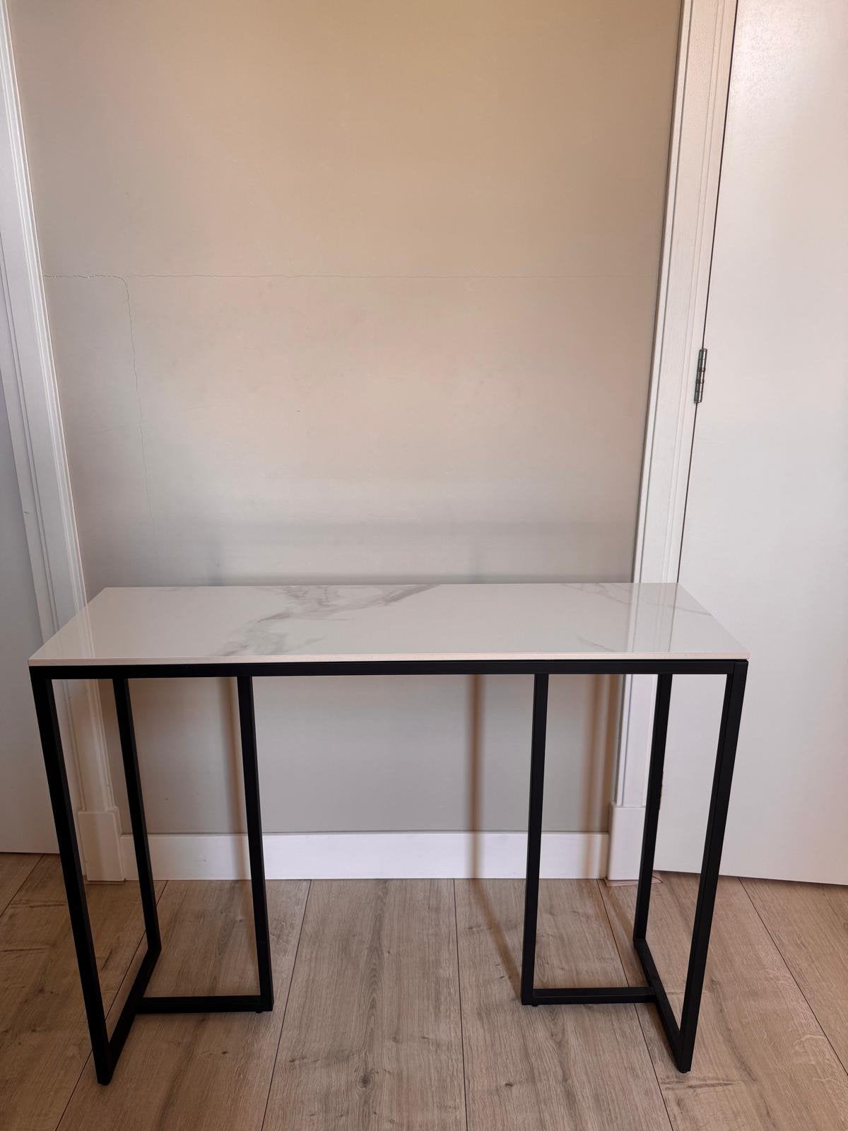 Kaptafel/sidetable marmerblad, Ophalen, 100 tot 150 cm, Zo goed als nieuw, 25 tot 50 cm