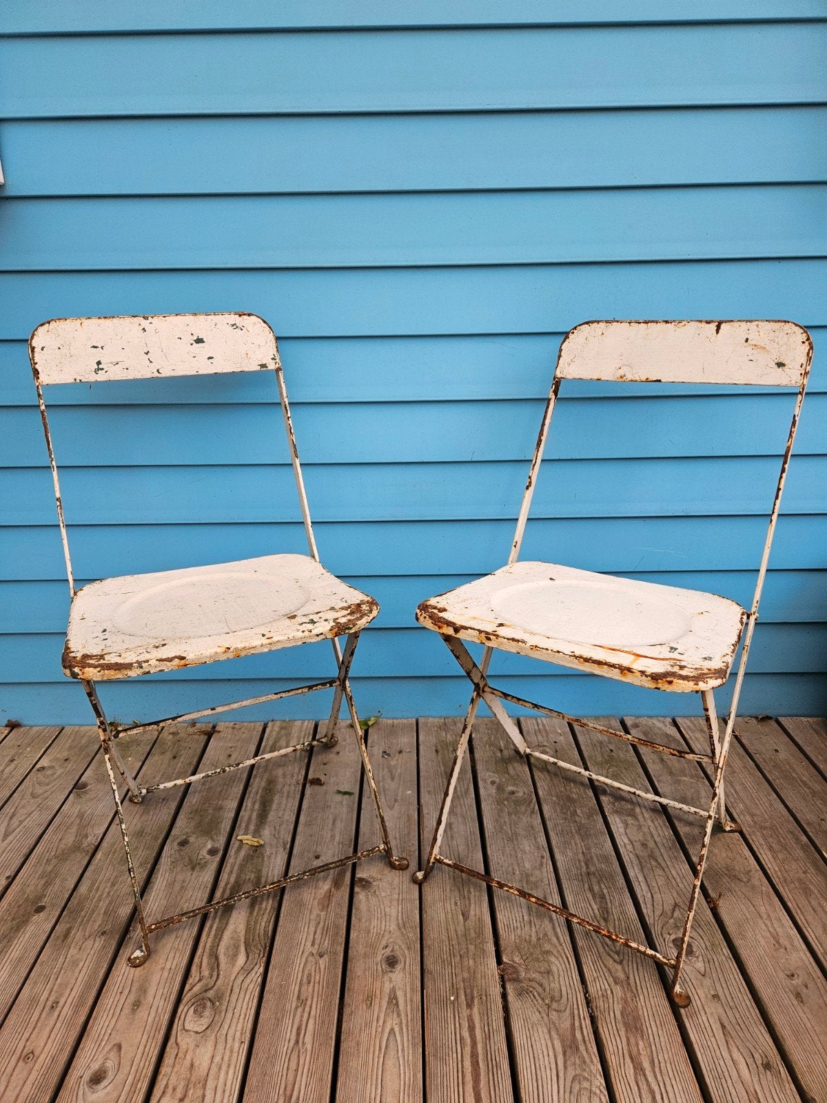 Set van 2 vintage metalen klapstoelen / legerstoelen, Ophalen of Verzenden