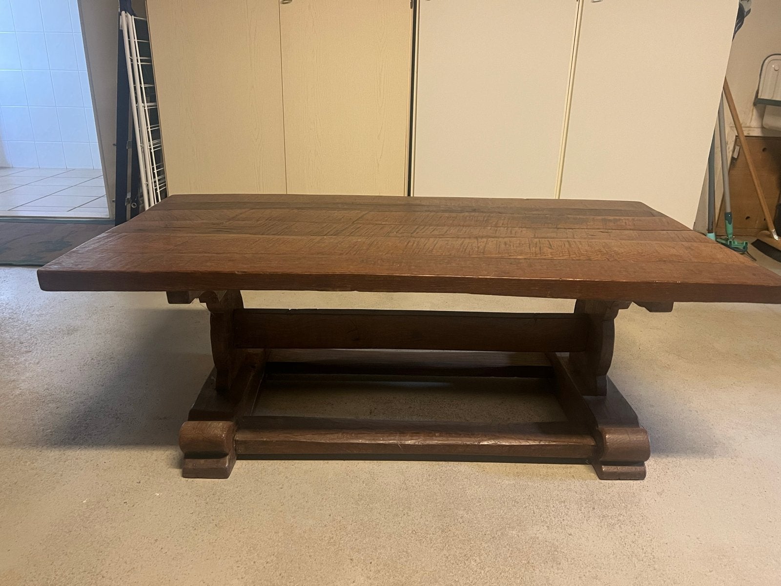 Robuuste eiken houten salontafel - Vintage stijl, Antiek en Kunst, Ophalen