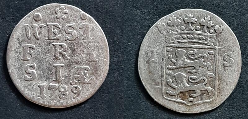 Dubbele wapenstuiver West Frisia 1789, Postzegels en Munten, Munten | Nederland, Verzenden, Vóór koninkrijk, 10 cent, Zilver