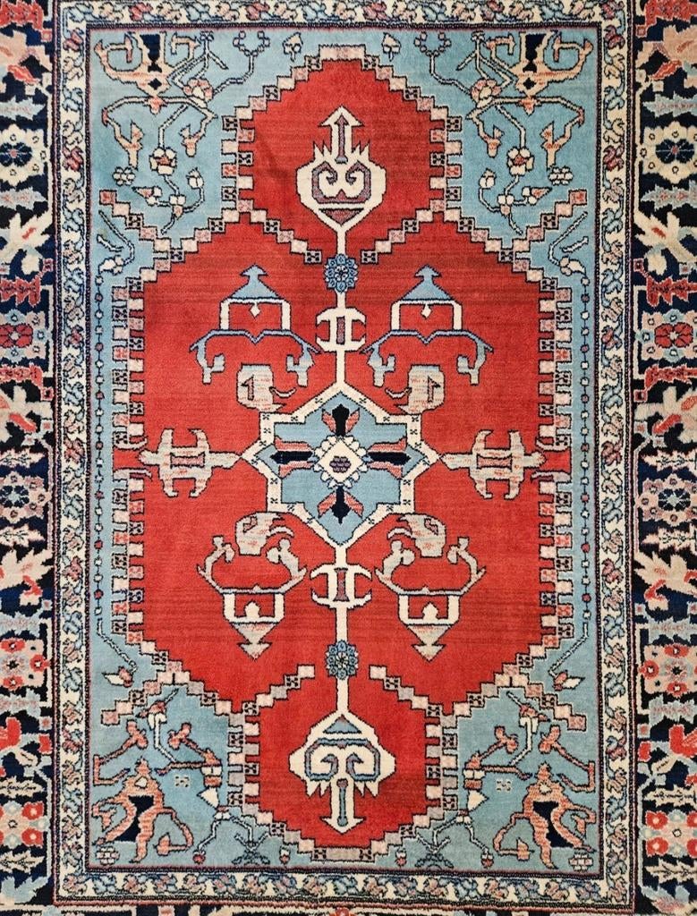Vintage Perzisch wol vloerkleed Heriz Samarkand 140x190cm, Crème, 100 tot 150 cm, Onbekend, Zo goed als nieuw