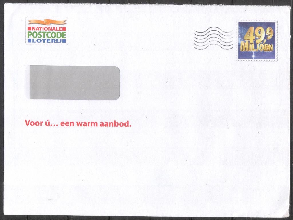 Voordrukzegel Postcodeloterij - vensterenvelop, Postzegels en Munten, Verzenden, Envelop