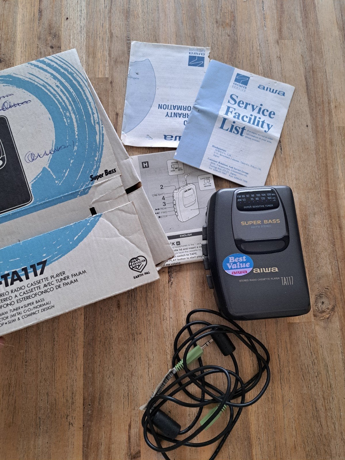 Aiwa HS-TA117 Walkman met Super Bass en originele doos, Audio, Tv en Foto, Ophalen of Verzenden, Walkman